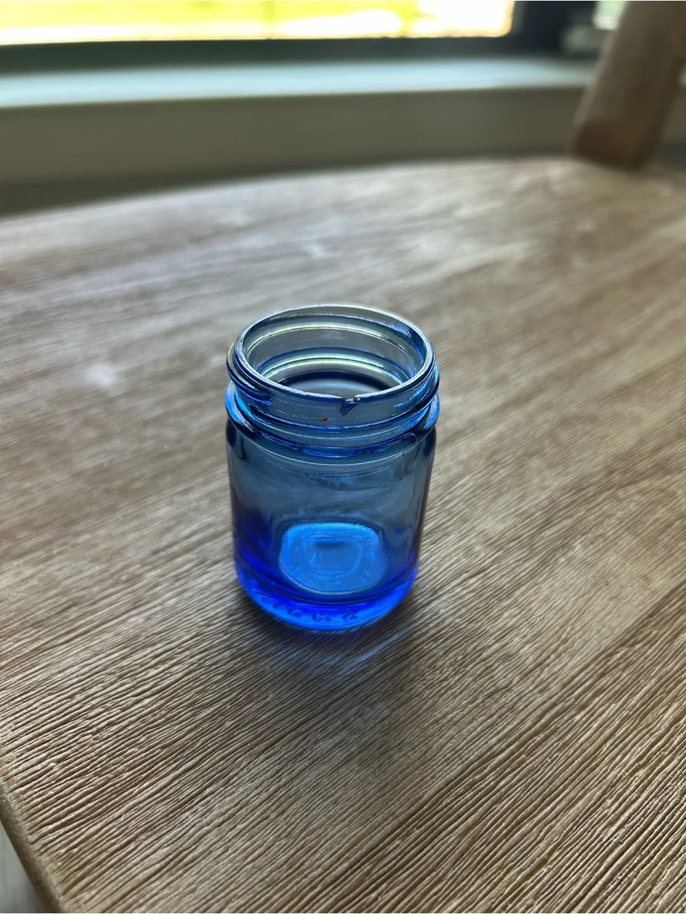 Discounted! Antique Vicks Vaporub Blue Glass Jar w/Chip on rim